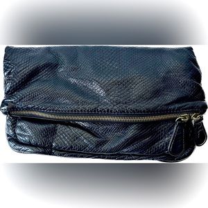 Deux Lux Gold Chain Black Leather Clutch | Fold Over Purse